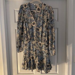 Veronica Beard Riggins blue floral silk mini dress size 10.